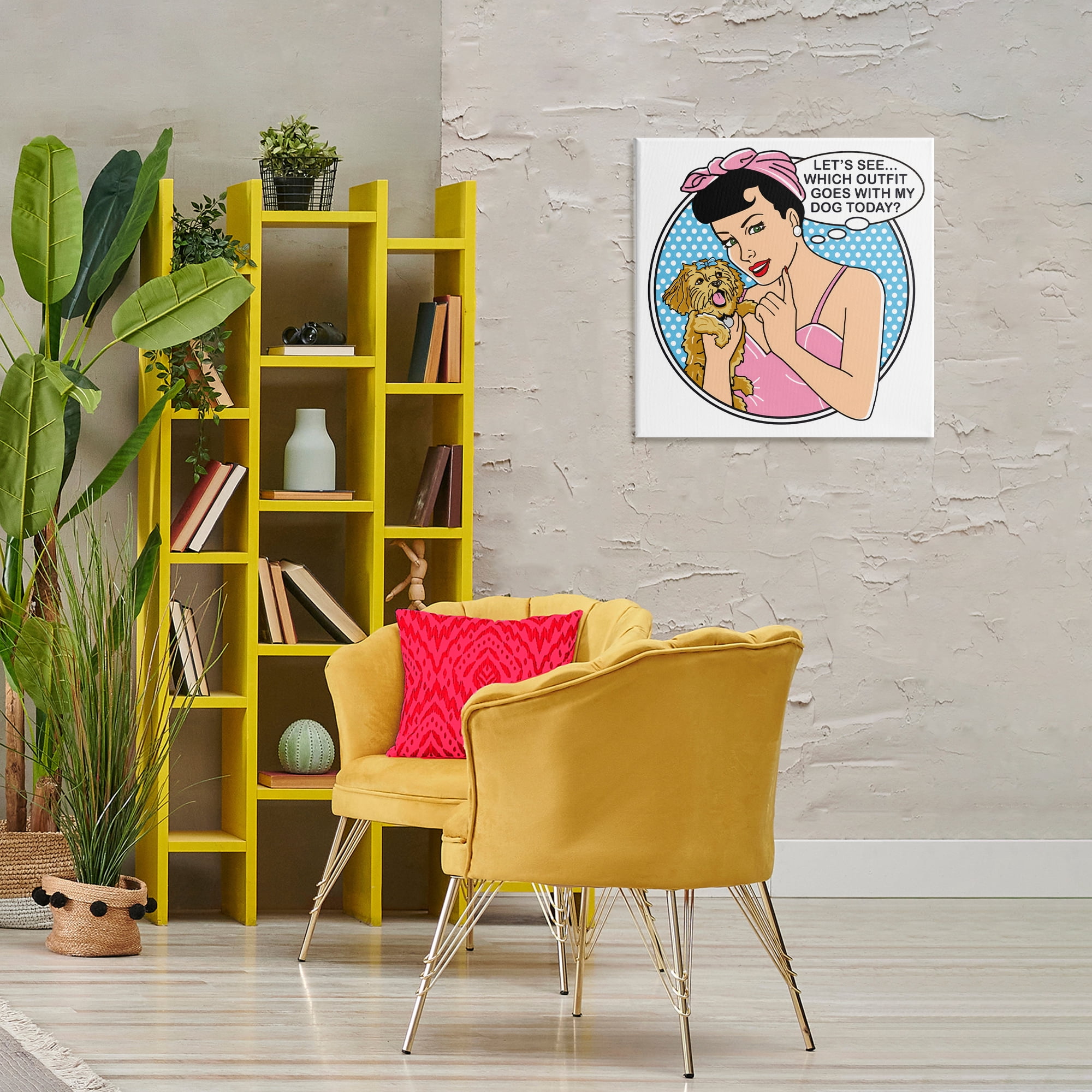 Stupell Industries Which Outfit with Dog Animals Painting Wrapped Canvas Art Print Wall Art, 24 x 24