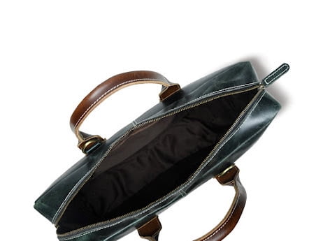 Green Leather and Brown Two Tone Laptop Brief