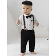 thumbnail image 2 of WESIDOM Boys Formal Outfits 0-24M Toddler Infant Gentleman Cotton Fabric Jumpsuit Pants Hat 4pcs, 2 of 5