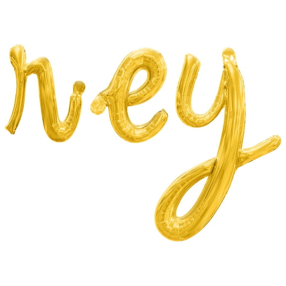 Cursive Script Letter Balloons - REY 16" Inch Alphabet Letters Foil Mylar Balloon Birthday Party Banner (Gold)