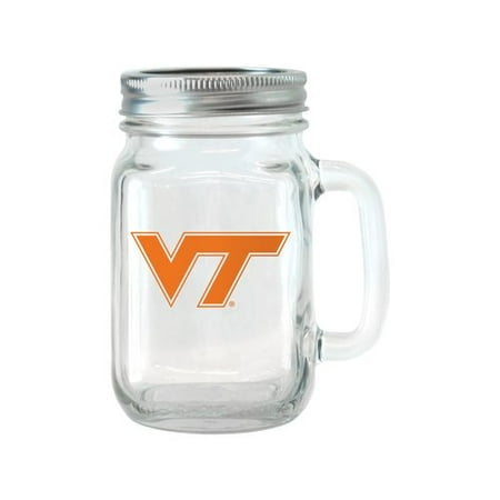 - NCAA 16 oz Virginia Tech Hokies Glass Jar with Lid and Handle, 2pk