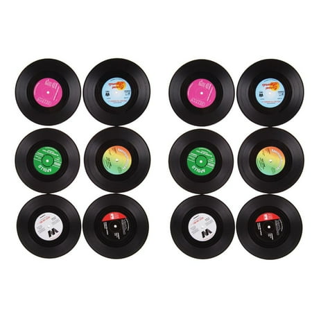 

tooloflife 2/4/6Pcs Vintage Vinyl Record Drinks Coasters Heat Insulation for Kitchen Living Room Hotel Resin