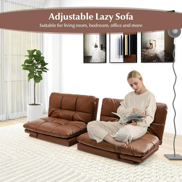 Giantex Convertible Sofa Bed Memory Foam Futon Bed w Adjustable Backrest Armrests Upholstered Folding Couch Sleeper for Small Space Brown