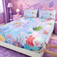 thumbnail image 4 of meiyoeat girls Monogrammed M Theme Bed Sheets,Watercolor Mermaid Print Full Size Sheets,4pcs,1 Flat Sheet,1 Fitted Sheet and 2 Pillowcases, 4 of 6