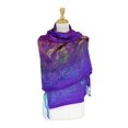 thumbnail image 2 of Pashmina Wrap Shawl Scarf Double Side Rainbow Silky Exotic Tropical Colorful, 2 of 3