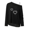 thumbnail image 4 of Camisas informales de manga larga para mujer, jersey con hombros descubiertos, blusa holgada con lentejuelas brillantes, Tops tipo túnica Pompotops  gfhjh15393, 4 of 7