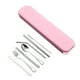 thumbnail image 1 of Soidarity Juego de vajilla de Metal Elenxs, venta al por mayor, cuchara de paja de acero inoxidable, tenedor, palillos, cepillo de limpieza con Kit, Kits de desorden para acampar rosado Soidarity HW5603-01, 1 of 6