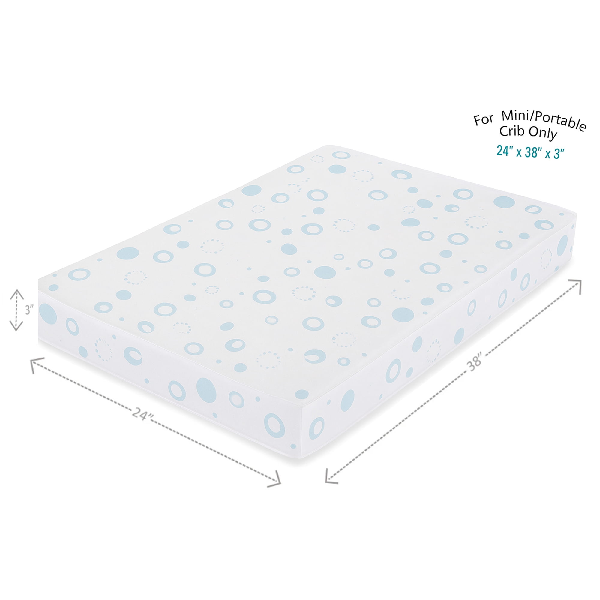LA Baby 3" Waterproof Mini/Portable Crib Mattress Pad, For Non-Full Size Cribs Only