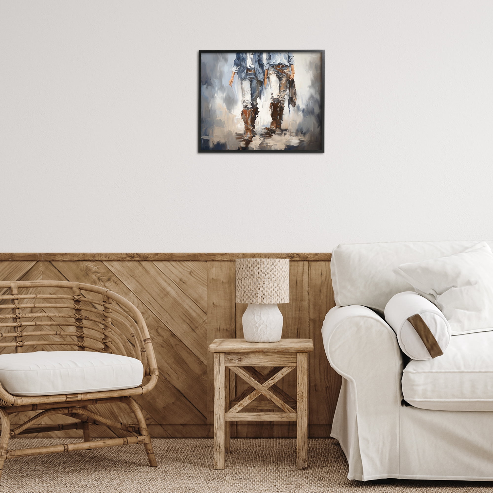 Stupell Industries Romantic Cowboy Boots Novelty Painting Black Framed Art Print Wall Art, 20 x 16