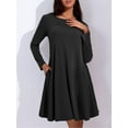 thumbnail image 5 of Fancyglim Women T-Shirt Dresses Casual Swing Beach Loose long Sleeve Dress Black L, 5 of 9