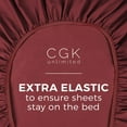 thumbnail image 5 of CGK Linens 400 Thread Count Single Fitted Sheet Only - King Size 100% Cotton Sateen Bottom Sheet, Fits Mattress Up To 16", Burgundy, 5 of 6