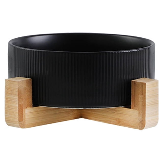 Cuencos de cerámica para perros con soporte de madera, cuencos de agua y plato de comida para perros, cuencos de comida para perros pesados