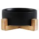 thumbnail image 1 of Cuencos de cerámica para perros con soporte de madera, cuencos de agua y plato de comida para perros, cuencos de comida para perros pesados, 1 of 5