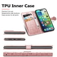 thumbnail image 2 of for iPhone 16 Pro Max Case, Premium PU Leather Wallet Case [Cat & Dog & Flowers Embossed] Card Slots Kickstand Magnetic Closure Flip Case Cover for iPhone 16 Pro Max, Rosegold, 2 of 5