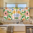 thumbnail image 2 of Yayeee Kitchen Curtains Tier Set of 2 Light Filtering 57"x24" Over Sink Window Panels, Retro Pink Floral, 2 of 7
