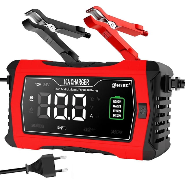 12V 24V 10A Car Smart Battery Charger For LiFePO4 Lithium Lead-Acid