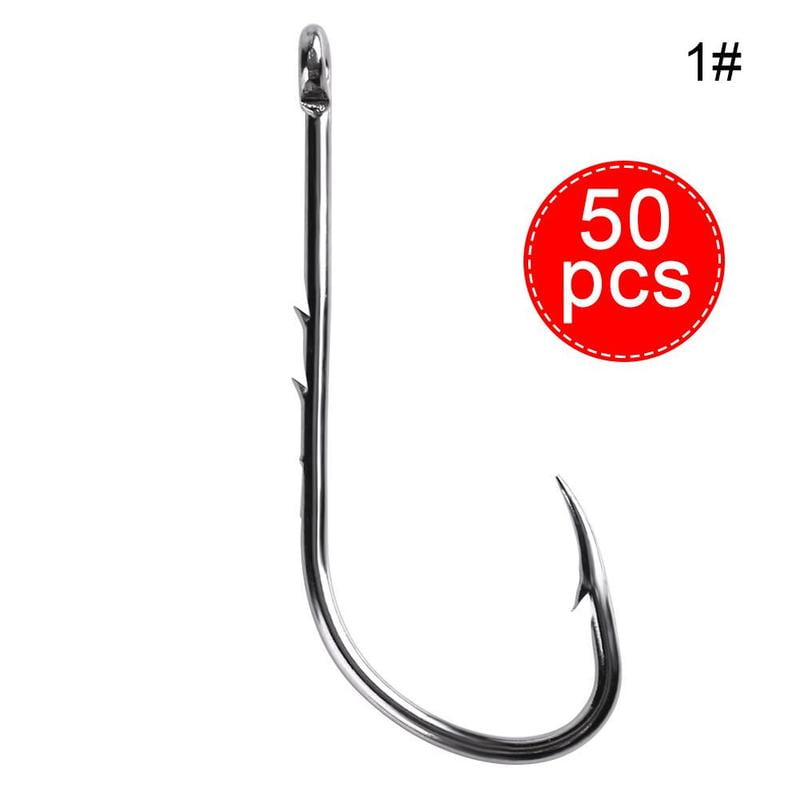 50pcs/lot Tungsten Steel Fishing Hooks Single Circle Fishhook