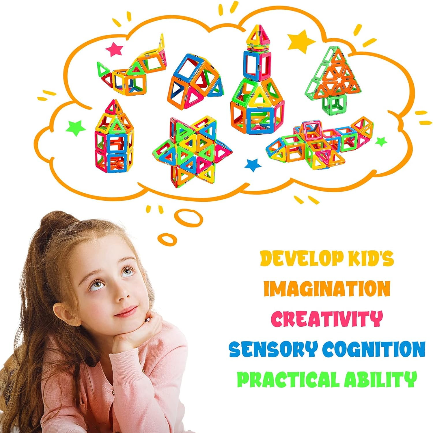 30 PCS Magnetic Tiles Large Size Building Blocks Construction Toys for Boys & Girls STEM Learning Educational Toy for Above 3 Years Old Boys and Girls,Christmas Birthday Gift Toys
