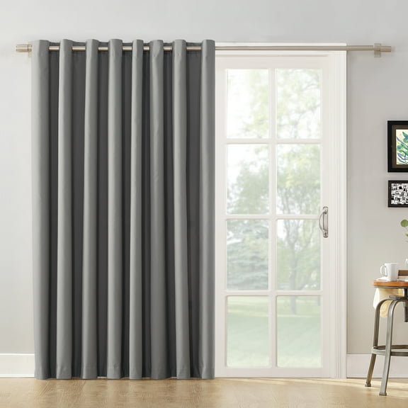 Mainstays Thermal Lined Room Darkening Sliding Glass Door Grommet Curtain Panel, 100" x 84", Gray