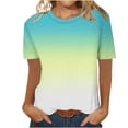 thumbnail image 7 of Naotn Gradient Short Sleeve Tops for Women Summer Casual Crew Neck Shirts Trendy Vacation Beach Blouses Fashion Basic-fit Tee, 7 of 7