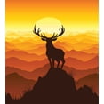thumbnail image 3 of Antlers Duvet Cover Set, Deer at Sunset Adventure Wildlife Panoramic Valley Hill Silhouette, Decorative 3 Piece Bedding Set with 2 Pillow Shams, Queen Size, Burnt Sienna Marigold, by Ambesonne, 3 of 3
