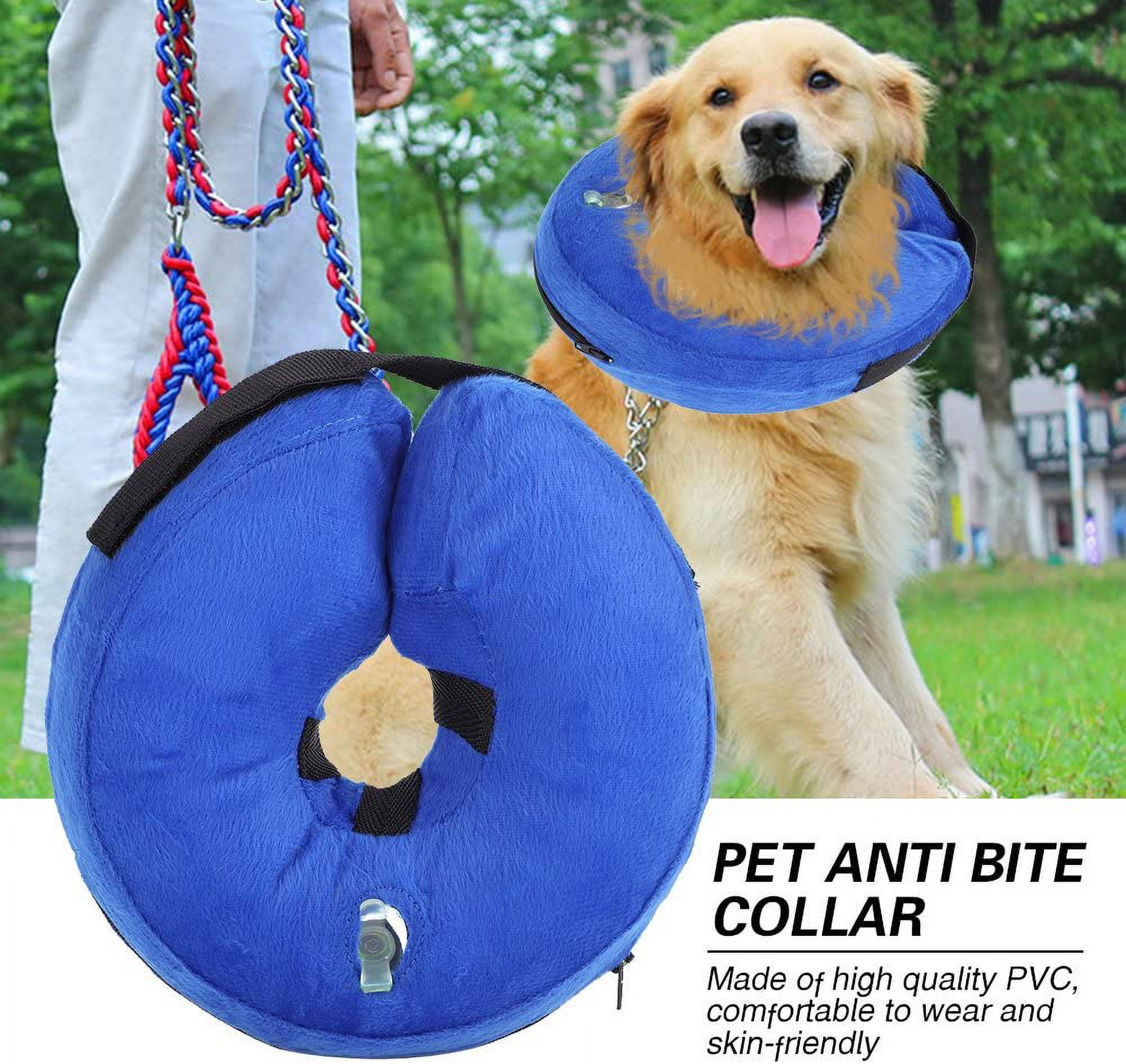 Inflatable Dog Cones, Soft Pet Protective Collar, Wound Healing Safety Blue for Preventing Biting/Linking Injured Area Pet's Postoperative Recovery