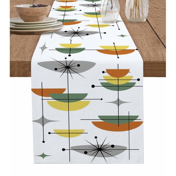 Sage Green Boho Table Runner 36 Inches, Abstract Color Block Bohemian Bed Runner Dresser Scarves Tabletop for Indoor Outdoor Parties/Ceremony/Banquet, 13"x 36"
