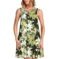 thumbnail image 1 of Xecao Palmiers Hawaïens pour Robes d'Été pour Femmes Robes Décontractées de Plage Sans Manches T-Shirt Robe Évasée avec Poches, 1 of 7