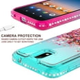 thumbnail image 5 of Cricket Debut/Vision 3/AT&T Calypso 1 & 2 (U318AA/U319AA) Liquid Glitter Phone Case Cover w/Tempered Glass Screen Protector - Teal/Pink, 5 of 5