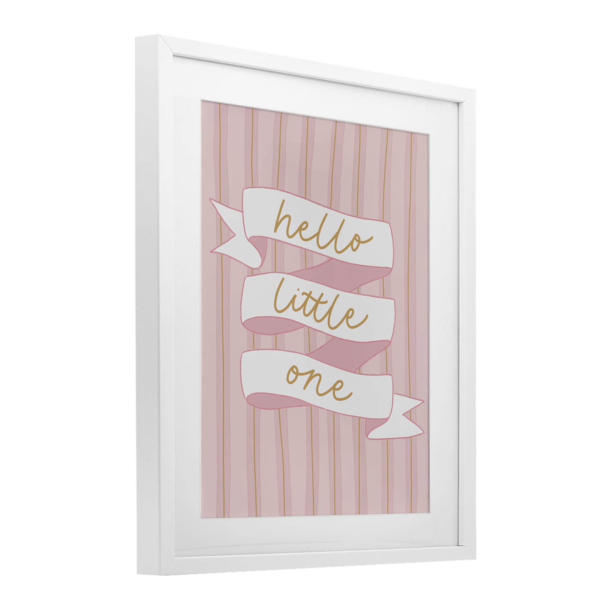 Stupell Industries Pink Hello Little One White Framed Print Under Glass, design by Amanda Houston