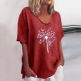 thumbnail image 2 of EQWLJWE Chemises pour Femmes Liquidation T-Shirts pour Femmes Chemises Aguichant pour Femmes Col Rond Manches Courtes Hauts Blouse Imprimée Régulière, 2 of 6