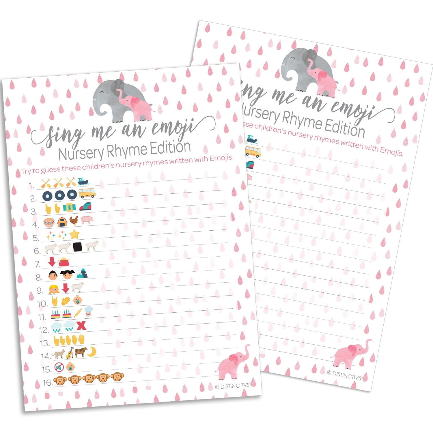 Pink Elephant Baby Shower Emoji Game 20 Player Nursery Rhyme Song Pink Elephant Baby Shower Emoji Game 20 Player Nursery Rhyme Song