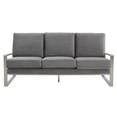 thumbnail image 3 of LeisureMod Accent Arm Chair Upholstered in Velvet with Brushed Silver Stainless Steel Frame and Removable Cushions Jefferson Collection in Light Grey, 3 of 7
