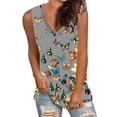 thumbnail image 1 of Blusa sin mangas con cuello en V y estampado de mariposas informal a la moda para mujer Pompotops lopia996799, 1 of 6