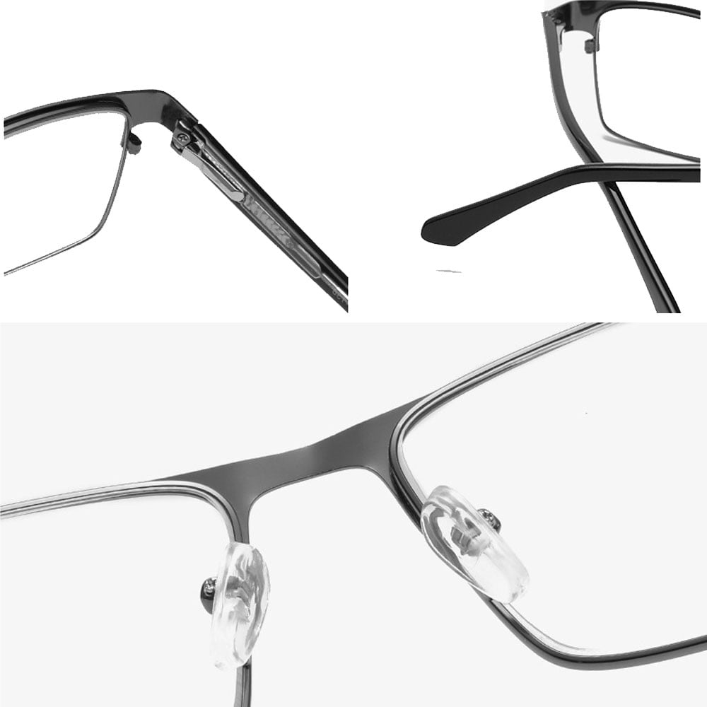 3 Pairs of Mens Blue Light Blocking Classic Reading Glasses 1.5 Rectangle Metal Brown Rimmed Spring Hinges Readers +1.5