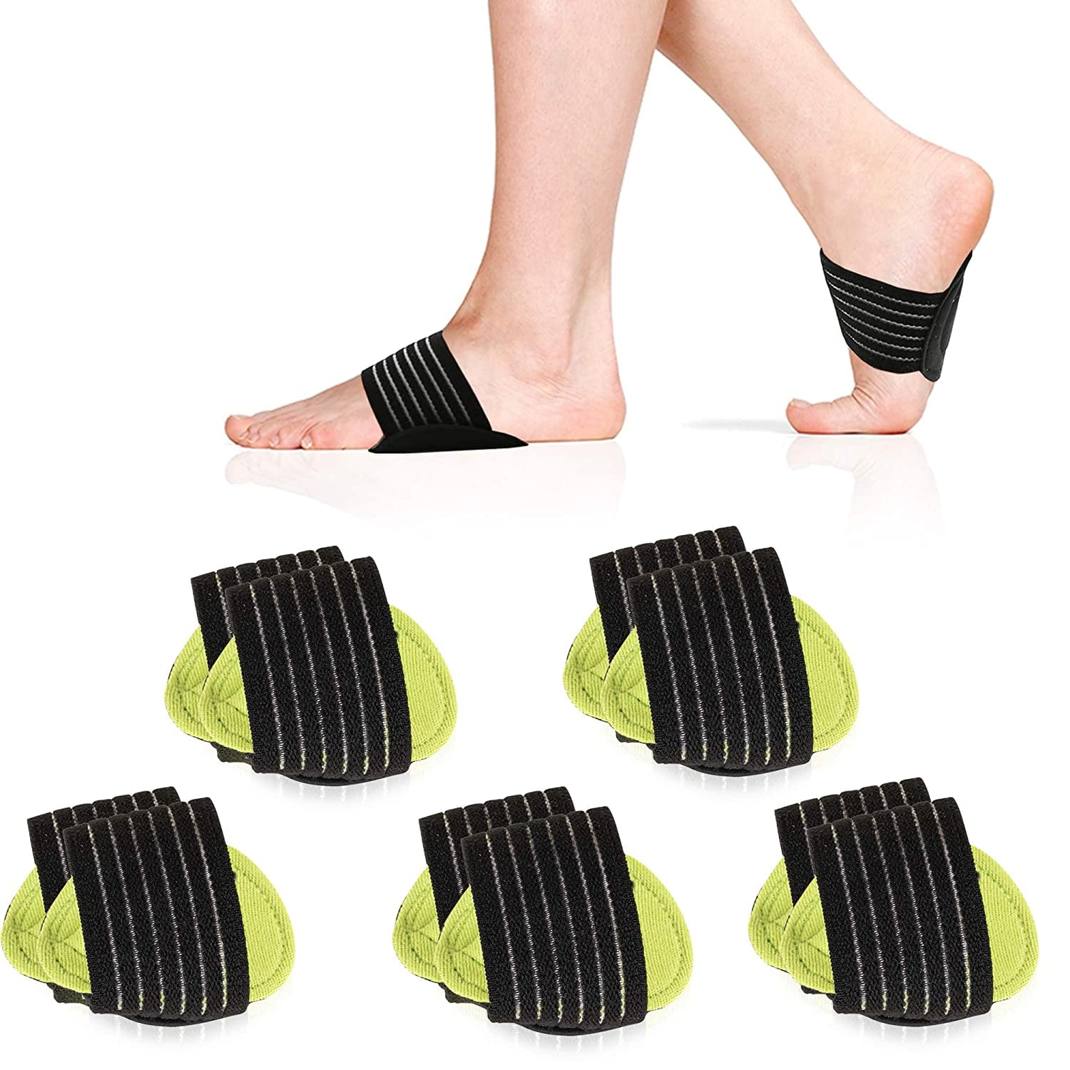 5 Pair Arch Support Brace Compression Cushioned Support Sleeves