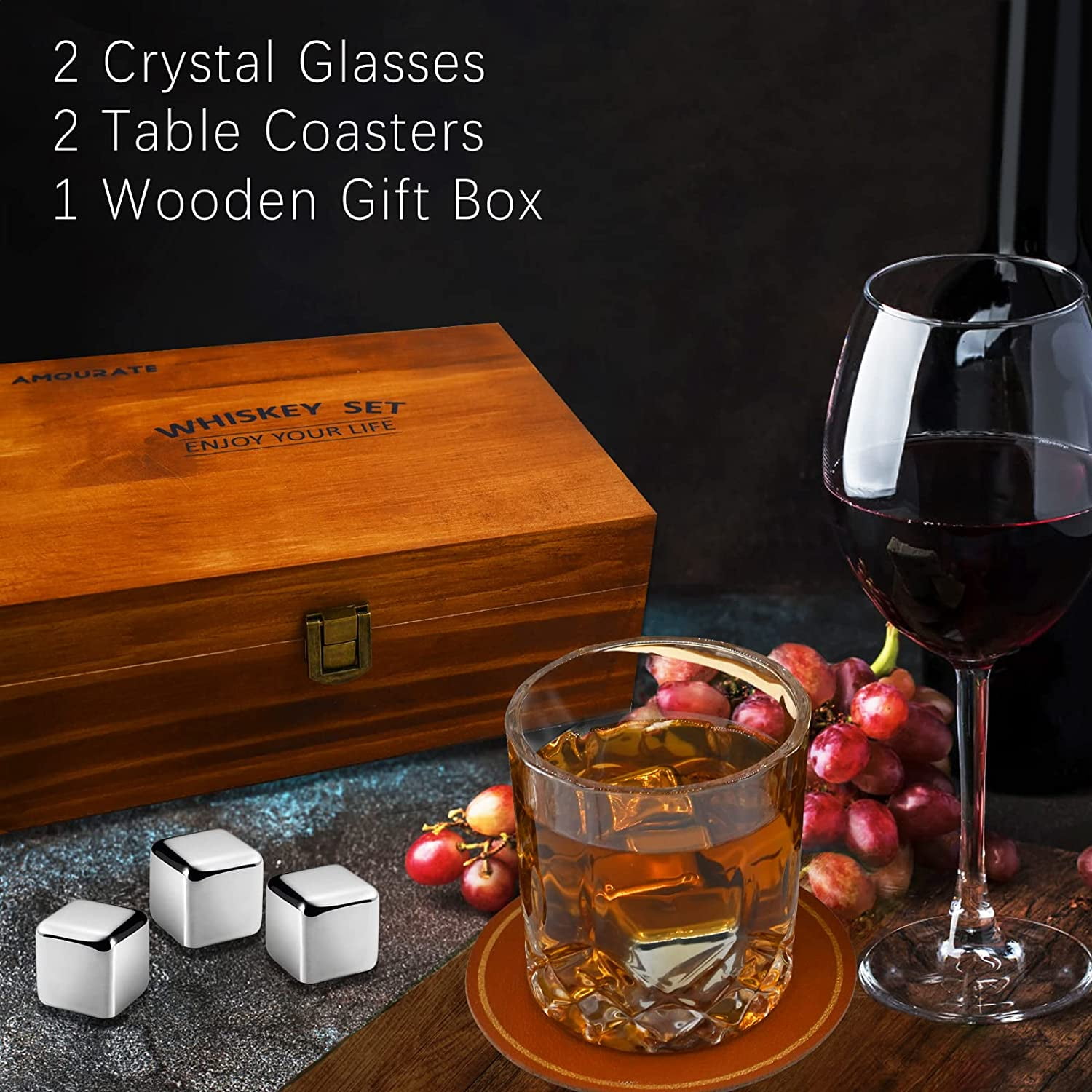 MasterPRO Set of 2-Whiskey Glasses - 12.85 oz., Clear