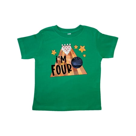 

Inktastic I m Four Bowling Ball and Pins 4th Birthday Gift Toddler Boy or Toddler Girl T-Shirt