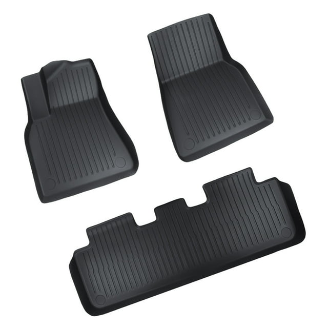 axGear Floor Mat Raised Edge All Weather For Tesla Model 3 Full Cover 3 Pieces Dirt Mud