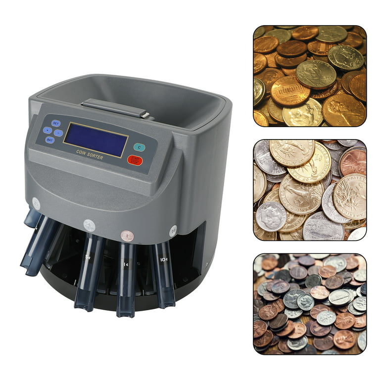 Electric Auto Coin Counter Sorter Dispenser Counting Batching W/Coin Tubes  