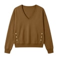 thumbnail image 4 of TARIENDY Cropped Sweatshirt for Women Lightweight Long Sleeve V Neck Pullover Tops Fashion Fall Casual Sweatshirts Brown S, 4 of 7