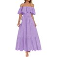 thumbnail image 1 of Vestido ZESICA Summer 2025 con volantes y hombros descubiertos, 1 of 5