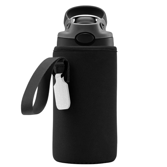Linkidea Water Bottle Sleeve Compatible with Contigo Aubrey Tritan 14oz, Steel 13oz Kids Bottle, Waterbottle Holder Bag with Name Tag, Black