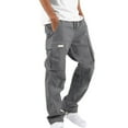 thumbnail image 2 of Moxiu Men's Cargo Pants Work Multi Pockets Casual Hiking Pant Joggers Athletic Trousers Cotton Loose Straight Leg Chino Pants Dark Gray,XL, 2 of 6