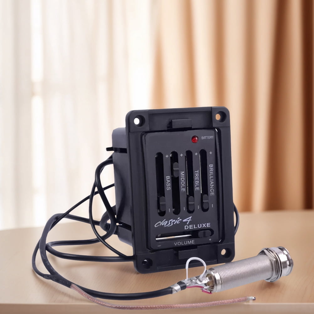 HUISZJ Acoustic Guitar Pickup, Preamp Amplifier Equalizer with Volume, Amplifier Equalizer Tuner Pickup Preamplifier