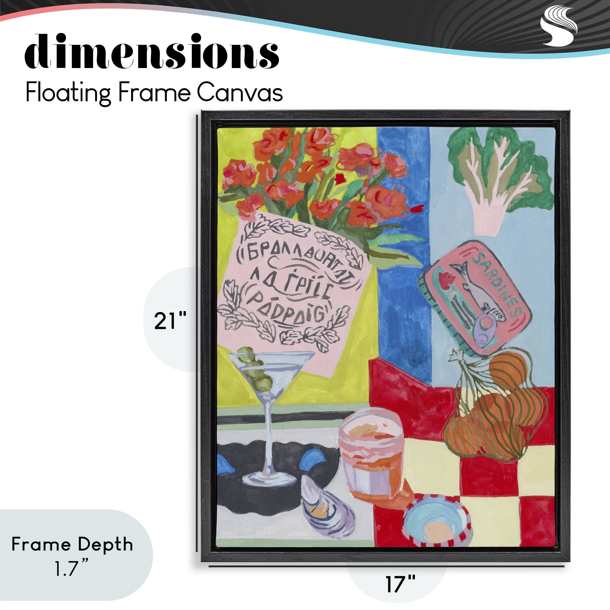 Stupell Industries Kitchen Checkered Still Life Black Framed Floater Canvas Wall Art, design by Melissa Wang