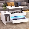 thumbnail image 1 of Noble House 37.4" Height-Adjustable Coffee Table with LED Light,White, 1 of 10