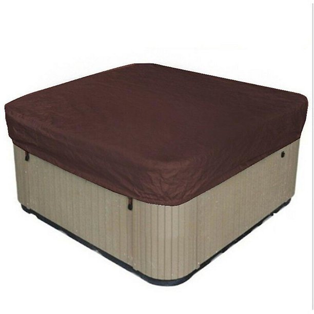 Cubierta para spa al aire libre Cubierta cuadrada para jacuzzi Cubierta impermeable para spa hecha de tejido de poliéster 190T Antipolvo Anti-UV con bolsa de almacenamiento, negro 207 × 207 × 30 cm