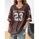 thumbnail image 3 of Camiseta de fútbol de verano de malla transpirable con cuello en V para mujer, camiseta con estampado de letras número 23, ropa escolar, ropa deportiva para parejas, manga corta, 3 of 5