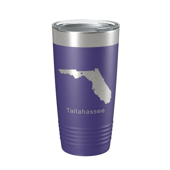 Tallahassee Home Star Tumbler Travel Mug Insulated Laser Engraved Coffee Cup Florida 20 oz Purple
